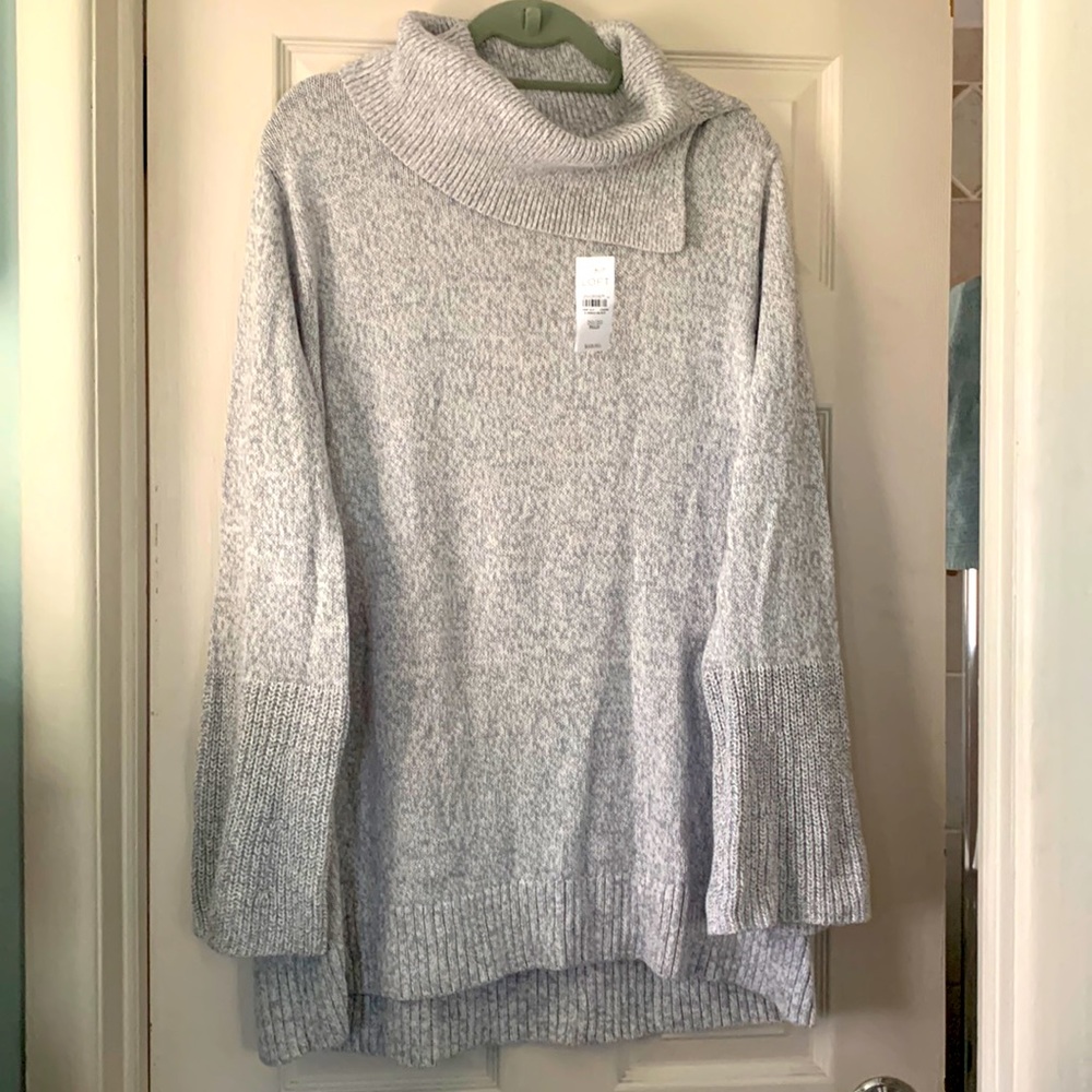 LOFT 20/22 cowl neck gray sweater. NWT!